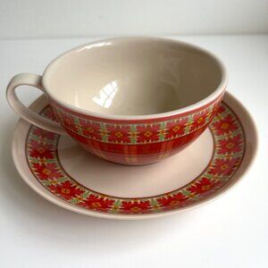 Vintage Harry & David Fall Plaid Tea Cup and Saucer